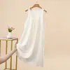 Vestido Colete Novo de Verão Feminino Fino de Alcinha Roupa de Casa Comprimento Médio Solto Emagrecedor Plus Size Vestido Evasê