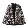 Comercio Exterior Otoño Nueva Llegada Estilo Europeo y Americano Ropa para Mujer Moda Casual Holgada Versátil Estampado de Leopardo Decorado Chaqueta Abrigo de Algodón Blanco Negro Verde