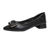 S600-15 Estilo Novo Primavera e Outono Couro Genuíno Bico Fino Salto Bloco Boca Rasa Sapatos de Salto Único para Mulheres 2026 Salto Bloco para Ir ao Trabalho Profissional