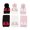 Colección de Invierno 2026 Conjunto Infantil para Niñas Set de Tres Piezas de Gorro, Bufanda y Guantes Jacquard de Reno Lindo para Navidad