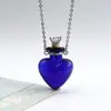Collar con Colgante de Botella de Aceite Esencial de Vidrio Transparente en Forma de Corazón, Colgante de Botella de Fragancia, Collar Sencillo de Acero de Titanio, Regalo para Amigos y Parejas