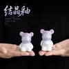 Estatueta de Urso em Cerâmica com Esmalte de Cristal Queimado em Forno, Animal de Estimação de Chá Criativo para Entusiastas de Chá, Artesanato Fofo para Decoração de Mesa e Carro