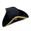 Sombrero de Capitán Pirata Jack de Fieltro Broche Metálico Negro Sombrero Triangular Sombrero en Blanco Fiesta de Carnaval de Halloween