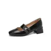 Novos Sapatos Mary Jane Quadrados Retrô Estilo Francês com Salto Grosso para Mulheres com Tira de Fivela, Sapatos Sociais de Salto Médio Profissionais, Tamanhos 31-43