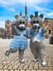 Casal estrangeiro urso desenho animado boneca roupas masculinas e femininas boneca de caminhada roupas de performance adulto urso COS adereços roupas
