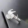 Nafoge Joyería de Plata al por Mayor Set de Plata de Ley 925 con Anillo de Concha Natural Anillo Abierto de Plata de Ley Anillo de Pétalo para Mujeres