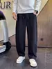 Pantalones rectos a rayas de moda para hombre, pantalones deportivos rectos elegantes y versátiles, nuevos pantalones largos casuales para hombre 2026