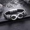 Pulseira Trançada de Couro em Forma de Oito Transfronteiriça para Homens, Pulseira Personalizada com Fecho Retro de Aço Titânio, Acessório de Luxo para Mulheres