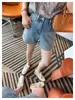 Shorts de Mezclilla Anchos de Cintura Alta Bordados Talla M para Mujer, Verano Tallas Grandes Adelgazantes Petite Corte A Elásticos Adelgazantes Pantalones Cortos