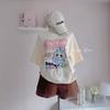 Camiseta holgada de manga corta con estampado para niña, estilo informal, a la moda y antiedad, bonita y combinable para verano