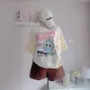 Camiseta holgada de manga corta con estampado para niña, estilo informal, a la moda y antiedad, bonita y combinable para verano