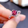 Anillo de Plata de Ley S925 con Diopsida Natural Moda Japonesa y Coreana Nicho Forma de Almohada Anillo de Montura 6*6mm Venta al por Mayor