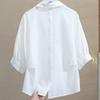 2026 Nueva Camisa Blanca de Manga Corta a la Moda Estilo Francés Chic Holgada con Mangas de Linterna para Mujer