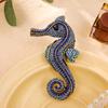 Broche de caballito de mar medieval grande con diamantes, accesorio de ramillete de animales de lujo de alta gama, alfiler, joyería vintage exagerada europea y americana