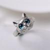 Anillo de gato de imitación de oro de 18 quilates de moda, anillo de cadena con cabeza de gato y cola, anillo de personalidad, exquisito, ojos lindos, anillo al por mayor