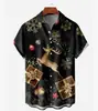Camisa casual de moda para hombre, nueva, impresión 3D, transfronteriza, europea y americana, casual, hawaiana, manga corta, cárdigan con solapa, top