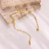 Joyería Transfronteriza Europea y Americana Pulsera de Acero Inoxidable Chapada en Oro de 18K Pulsera Sencilla con Cruz Recortada para Mujer Fabricante Mayorista