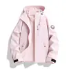 Jaqueta 3 em 1 para uso externo para homens e mulheres, outono e inverno, com capuz, quente, conjunto de duas peças destacável, roupa personalizável para grupos, jaqueta masculina