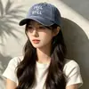 Boné de Baseball Vintage Lavado Retro Americano com Bordado de Letras para Homens e Mulheres Aba Macia Boné Plano Streetwear Versátil Chapéu de Proteção Solar