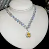 Conjunto de Colar e Brincos Novo Estilo Europeu e Americano com Zircônia em Formato de Gota d'Água, Corrente de Pescoço Luxuosa e de Alta Qualidade, Joias Modernas e com Design Intricado