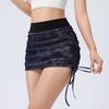 Malha Tie-Dye Saia Esportiva Verão Feminino Cintura Alta Cordão Saia Hip Sexy Hot Girl Yoga Fitness Saia