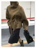Agora Casaco de Lã Feminino de Lã de Alta Qualidade Estilo Coreano Simples Elegante Dupla Face Costurado à Mão