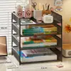 Estantería de Escritorio Escritorio de Estudiante Almacenamiento de Libros Estación de Trabajo Vertical Multicapa Soporte para Archivos y Libros Estante de Almacenamiento de Oficina