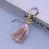 Anel de Nó de Diamante Tingido em Degradê Chaveiro de Borla Pingente de Bolsa Nó Chinês de Xizang Ornamento Pendente de Borla Longa