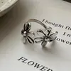 Anillo de Flor de Plata de Ley S925 Estilo Coreano Diseño de Nicho Anillo Clásico Sencillo Elegante Estilo Coreano Venta al por Mayor
