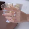 Anillo delgado dulce de capas para mujer, anillo abierto en forma de corazón exquisito y versátil, anillo de dedo índice moderno de alta gama estilo ins