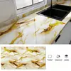 Película Adesiva para Backsplash CTZS Ouro Branco Mármore Textura de Pedra Brilhante Polida Autoadesiva Cobertura de Bancada Estilo Moderno Minimalista de Luxo Alta Resistência ao Calor à Prova de Óleo Anti-Manchas Limpável Para Proteção contra Respingos de Fogão de Cozinha Superfície de Armário Atualização 60cm