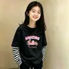 Camiseta de Manga Larga a Rayas de Algodón Puro Estilo Coreano para Niñas 2026 Nuevo Estilo Primavera/Otoño Talla Mediana a Grande Infantil Holgada Camiseta Básica de Cuello Redondo