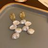 Pendientes de borlas de perlas y flores barrocas de lujo con aguja plateada, pendientes retro para mujer, pendientes franceses de alta gama a la moda, venta al por mayor