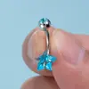 Anillo para ombligo de varilla de acero inoxidable para joyería transfronteriza color estrella de cinco puntas garra de circón clavo para ombligo perforado juego al por mayor
