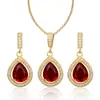 Venta caliente de Amazon pendientes de gota de agua de circón collar para mujer Joyería collar diseño de nicho traje de joyería de moda