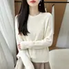 Novedad Otoño/Invierno 2026 Suéter de Punto Redondo 100% Lana de Manga Larga para Mujer Tejido de Trenzas Color Sólido Holgado