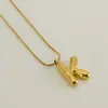Venta Caliente Transfronteriza 26 Collares en Inglés A-Z Letra Gruesa Cadena de Serpiente Redonda Chapado en Cobre Oro de 18K Colgante de Letra Burbuja para Mujer