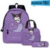 3D Novo Perímetro Impresso Sanrio Kuromi Kuromi Mochila Bolsa Lápis Bolsa Conjunto de Três Peças