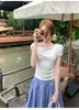 Top Corto Irregular de un Hombro para Estudiantes Verano 2026, Camiseta Sexy de Manga Corta sin Hombros para Mujer