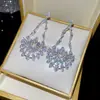 Pendientes de Flor de Zircón Perla Aguja de Plata Minimalistas Modernos Versátiles Elegantes Pendientes de Lujo Ligero Pendientes de Gama Alta Venta al por Mayor