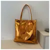 Bolso Bandolera Nuevo Sencillo de Color Sólido Gran Capacidad Texturizado Brillante Bolso de Hombro Personalizado Suave PU Lacado Bolso de Mano para Viajes