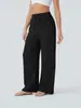 Pantalones casuales de lino de pierna ancha de cintura alta con cordón y bolsillo lateral Amazon 2026, pantalones de playa anchos y fluidos con cintura elástica
