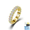 Anel S925 de prata de lei com fileira completa de moissanita para mulheres, anel fechado de luxo leve, anel empilhável versátil, em estoque