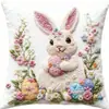 Funda de Almohada de Pascua Transfronteriza con Diseño de Conejo Impreso para Decoración de Sala de Estar, Funda de Cojín para Sofá, Fabricante de Fundas de Almohada Soporta Personalización