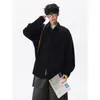 Camisa casual de pana estilo chaqueta, top versátil americano, camisa de manga larga a rayas retro moderna holgada para hombre talla grande