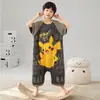 Pijama de Algodón Puro para Niños 2026 Verano Manga Corta Mameluco Anti-Patadas Cubre-Barriga Ropa para el Hogar Ropa para Aire Acondicionado Ropa de Dormir de una Pieza