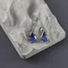 Brincos Colar Pingente Anel de Gota de Água com Gema Brilhante Folheado a Ouro Real 18K Acessórios de Joalheria Semi-acabados