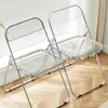 Silla transparente de celebridad de internet foto silla plegable simple acrílico silla de comedor silla con respaldo engrosado