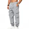 Calça Jogger de Malha Masculina Casual Esportiva ao Ar Livre Europeia e Americana Cross-border Comércio Exterior Versátil com Múltiplos Bolsos Roupa de Trabalho Tamanho Plus