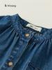Ropa para Niños Youbao Estilo Coreano Bebé Primavera y Otoño Color Sólido Falda Vaquera para Niños Falda de Manga Larga para Niños Pequeños Vestido para Niñas